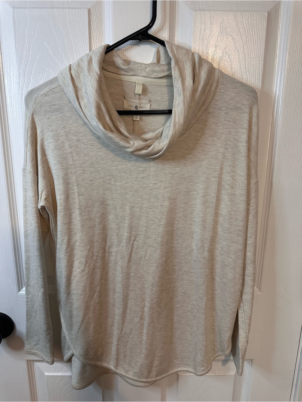 Lou & Grey Heathered Cream Cowl Neck Sweater